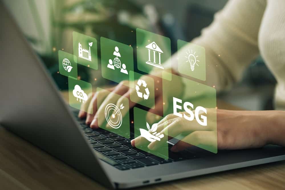 person typing, digital ESG