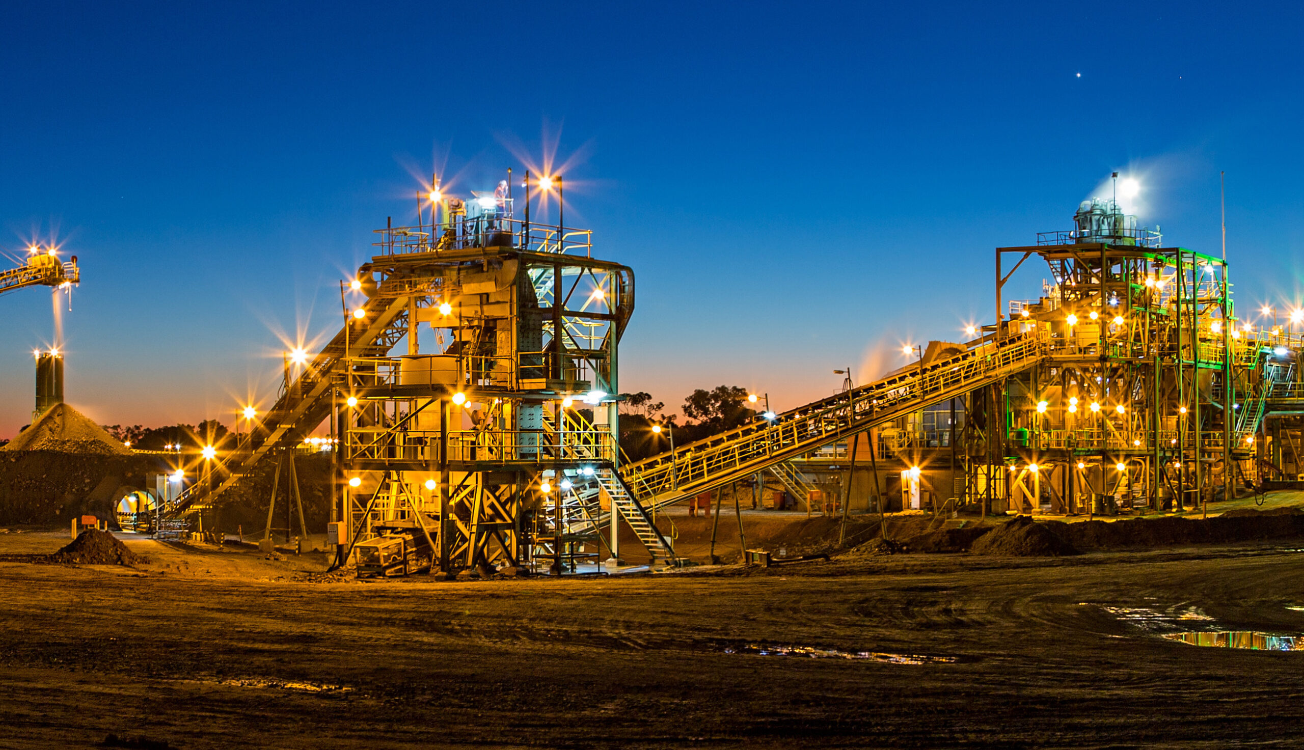 Night view of a copper mine head in NSW Australia