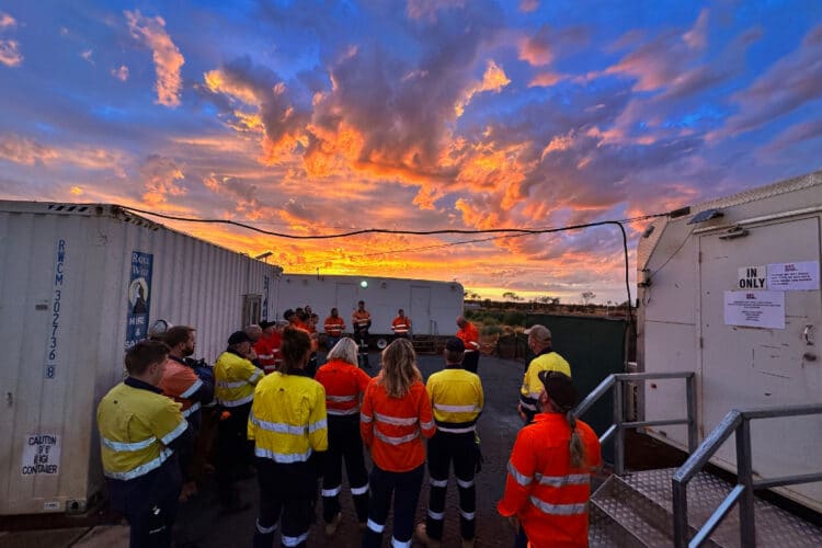 A crew pre-start during the dawn shift change. Images: The Jonah Group